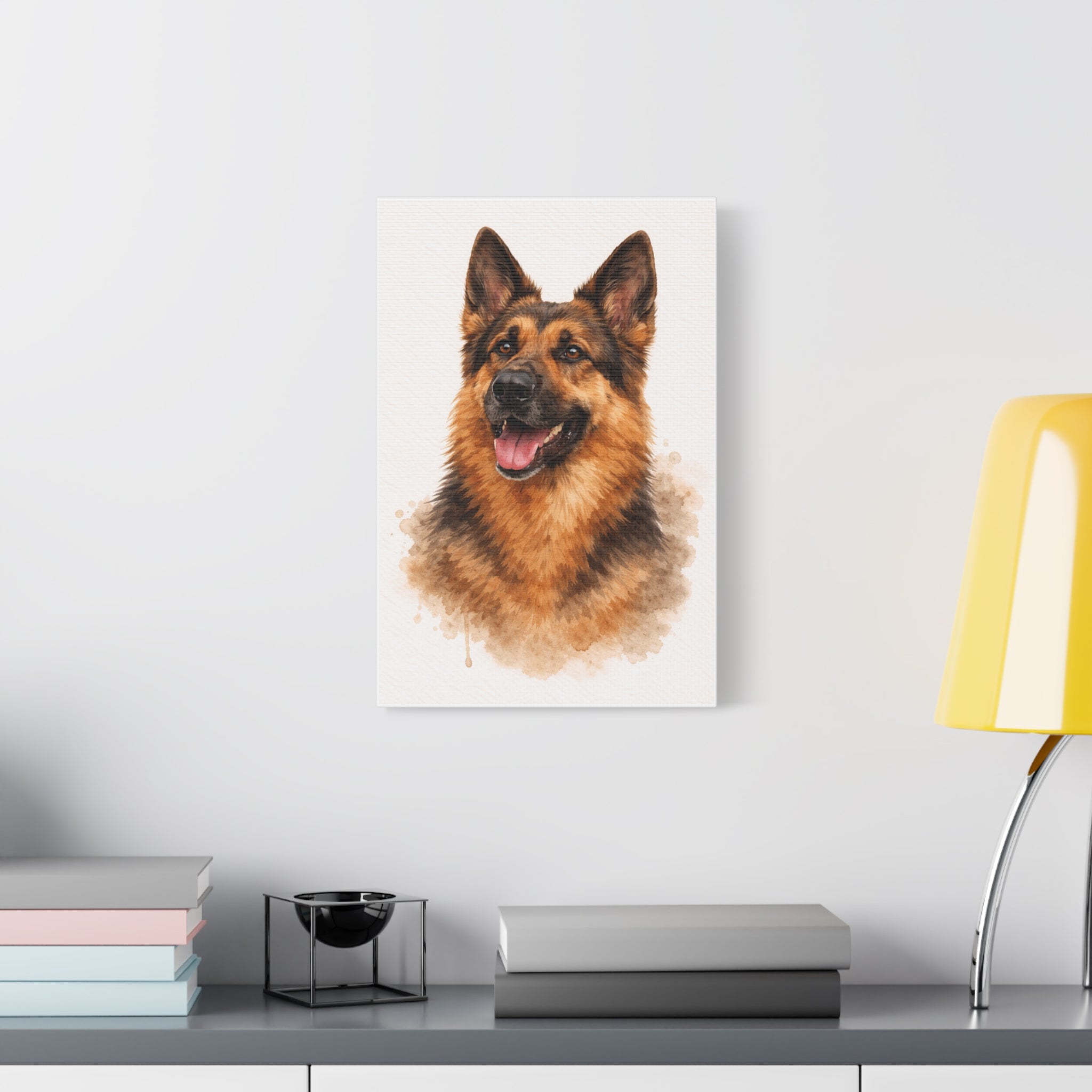 German Shepherd Watercolor Canvas Print — Matte Stretched Wall Art