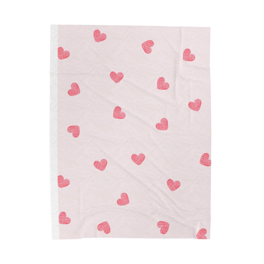 Velveteen Plush Blanket — Cute Heart Pattern Cozy Throw