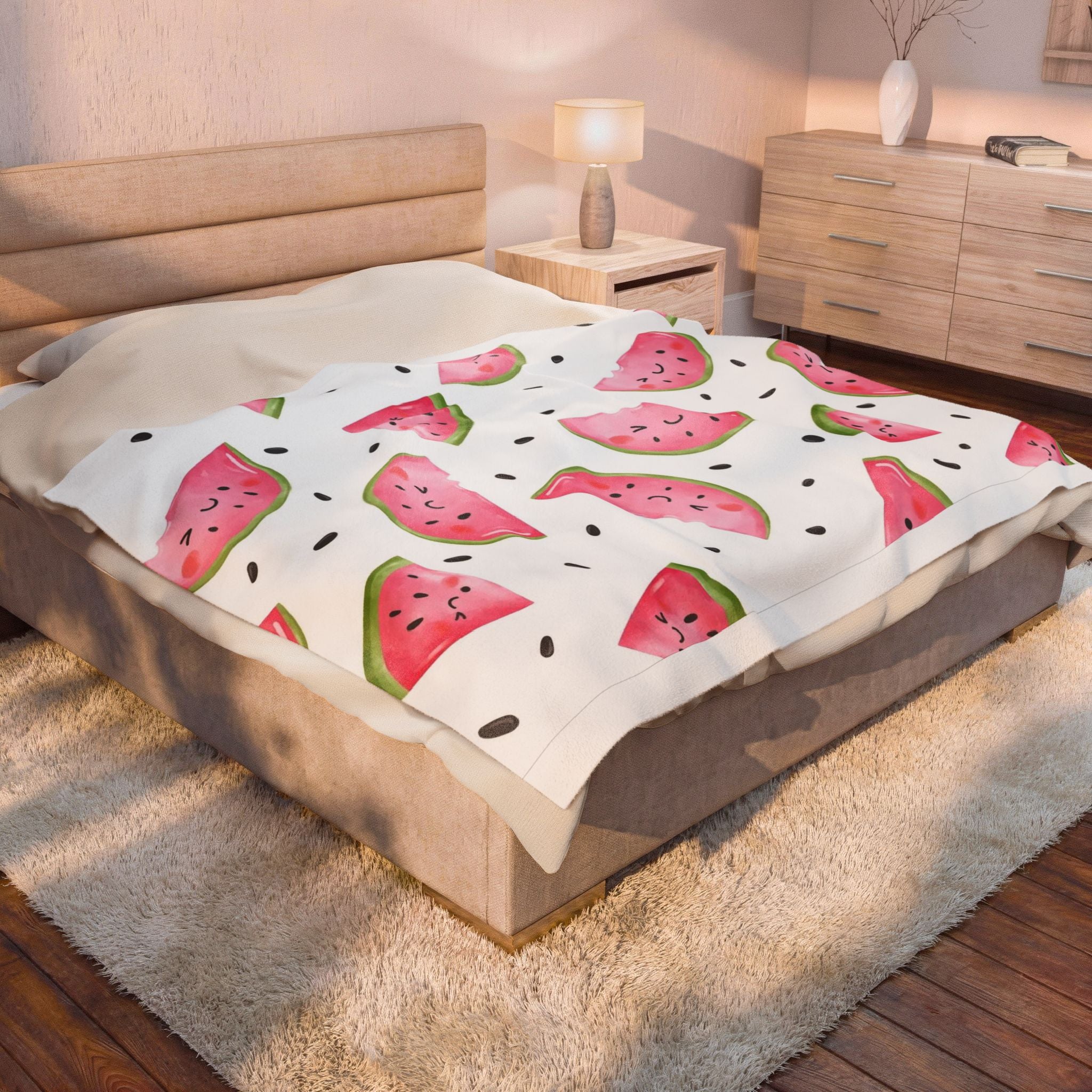 Cute Watermelon Velveteen Plush Blanket — Soft Fruit-Themed Throw