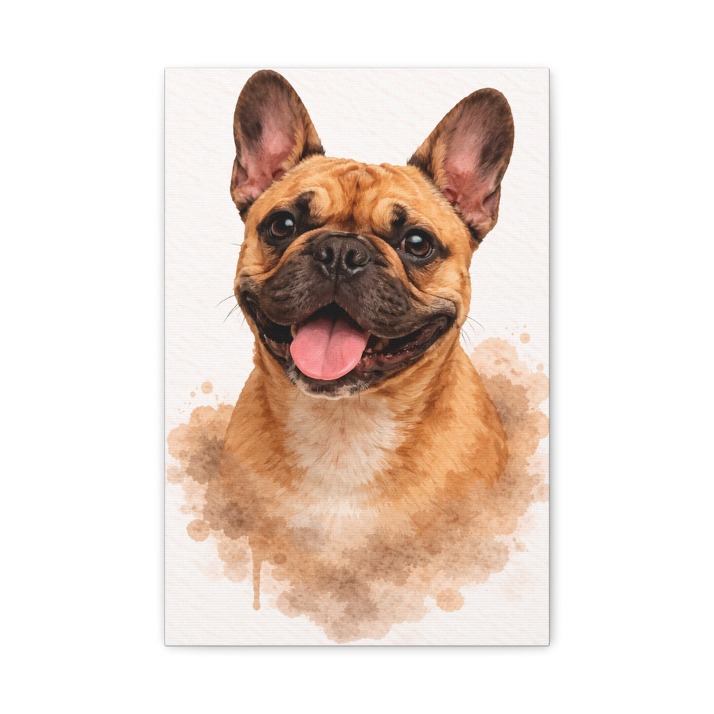 French Bulldog Watercolor Canvas Print — Matte Stretched Wall Art