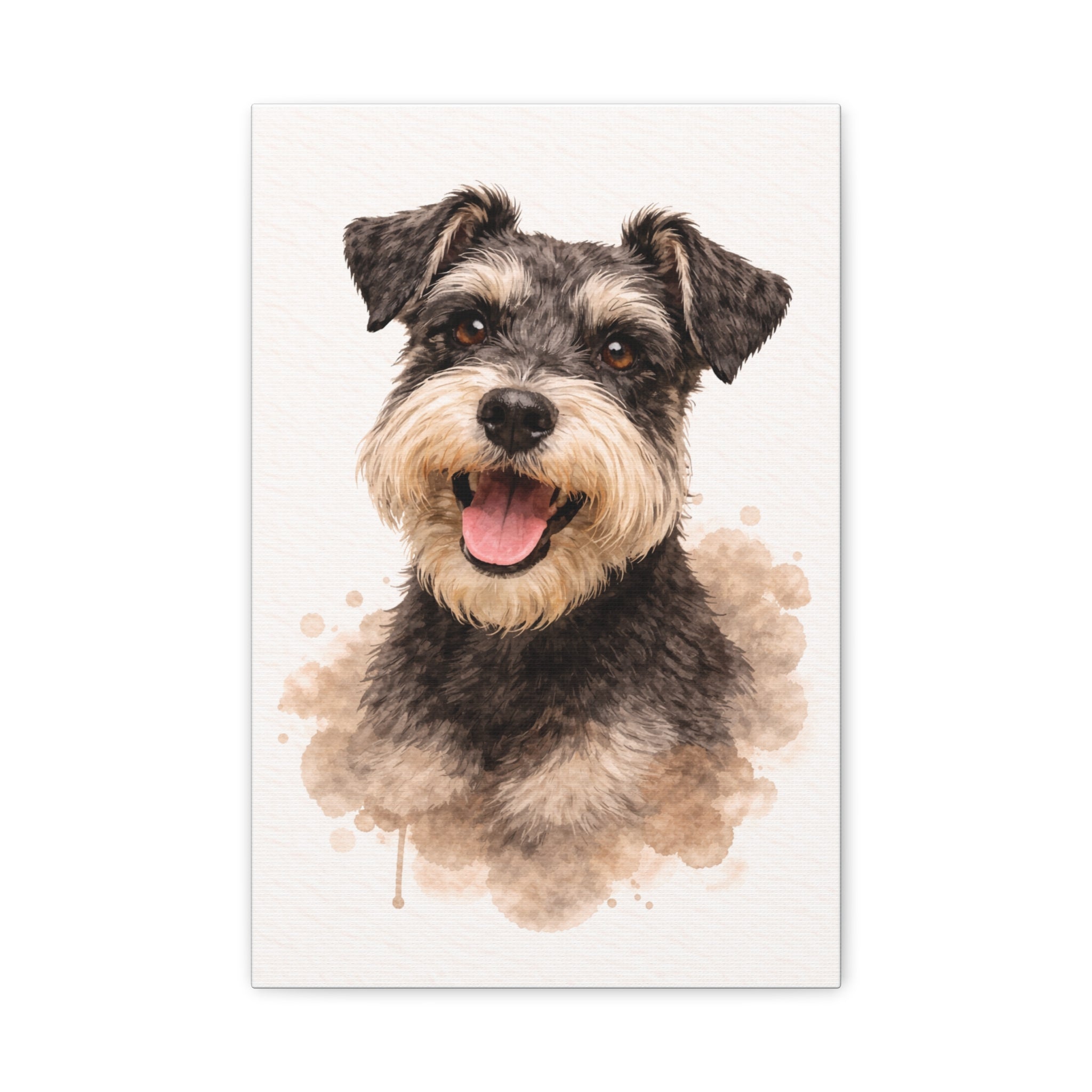 Mini Schnauzer Watercolor Canvas Print — Matte Stretched Wall Art