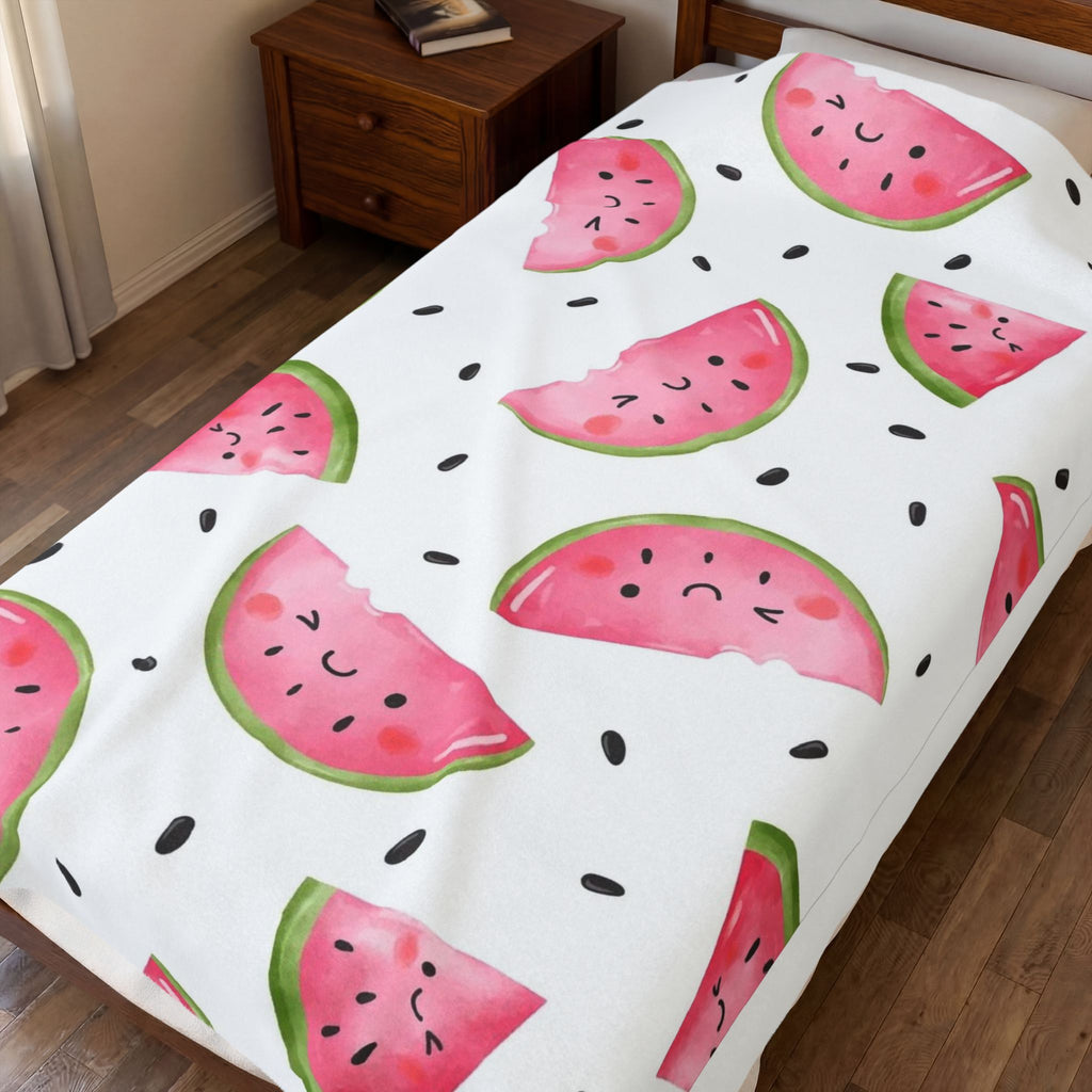 Cute Watermelon Velveteen Plush Blanket — Soft Fruit-Themed Throw