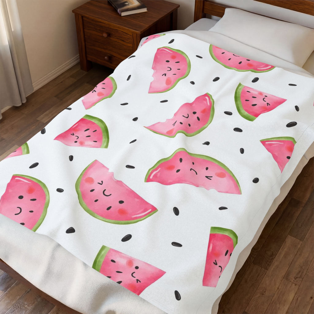 Cute Watermelon Velveteen Plush Blanket — Soft Fruit-Themed Throw