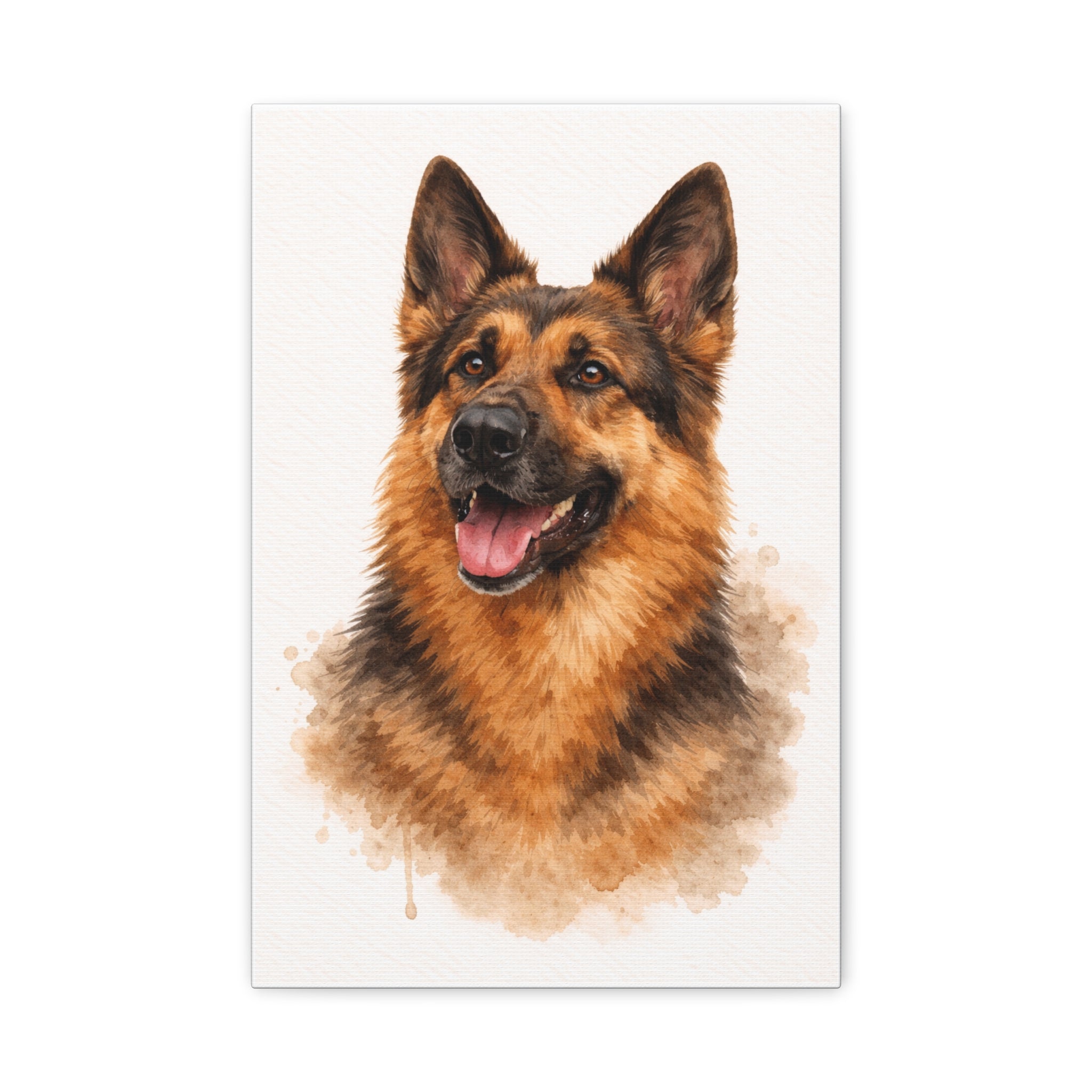 German Shepherd Watercolor Canvas Print — Matte Stretched Wall Art