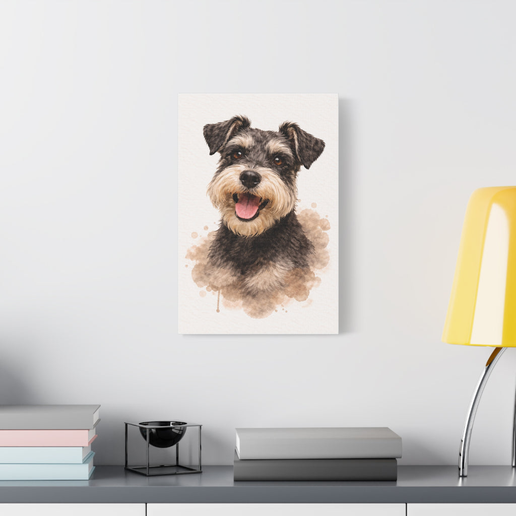 Mini Schnauzer Watercolor Canvas Print — Matte Stretched Wall Art