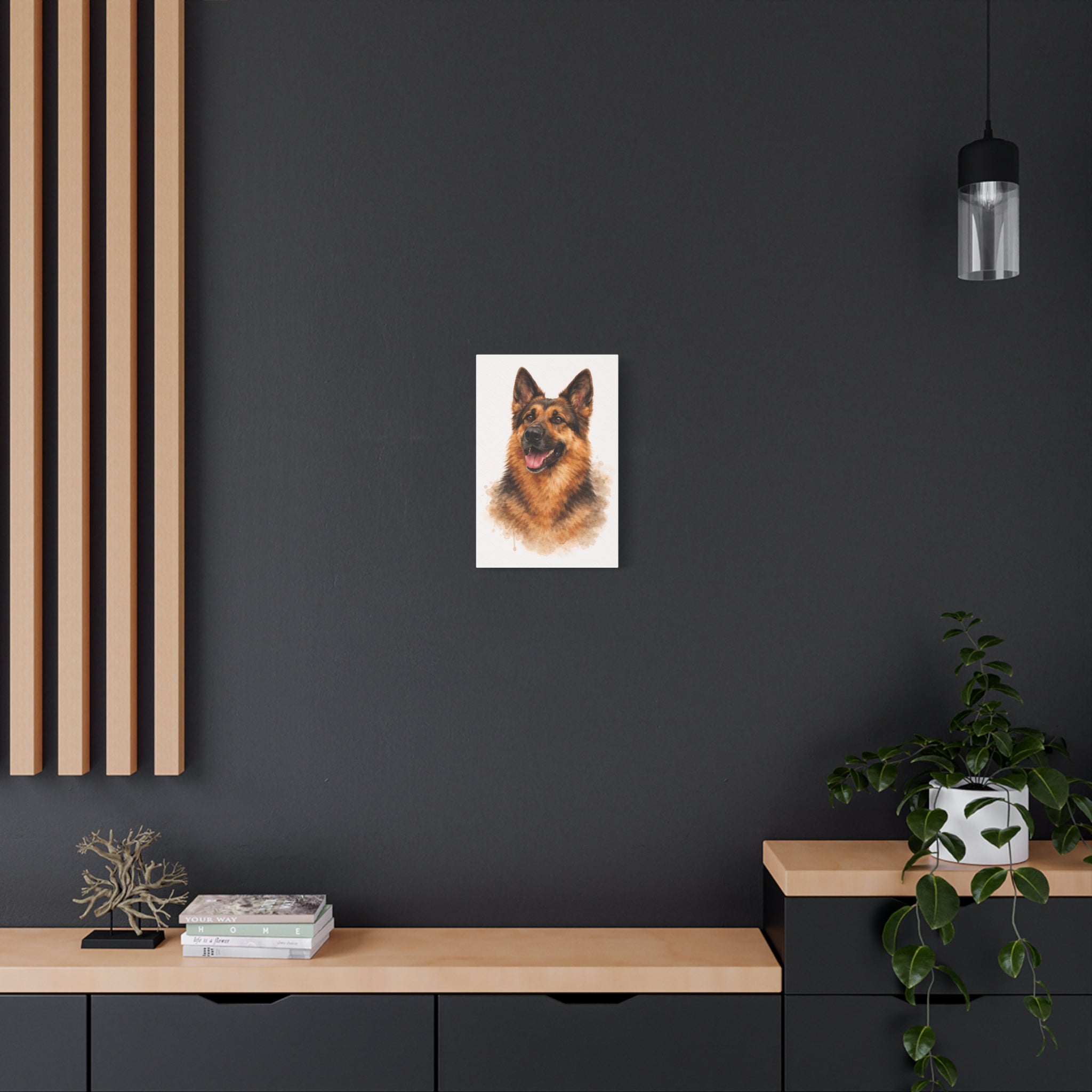 German Shepherd Watercolor Canvas Print — Matte Stretched Wall Art