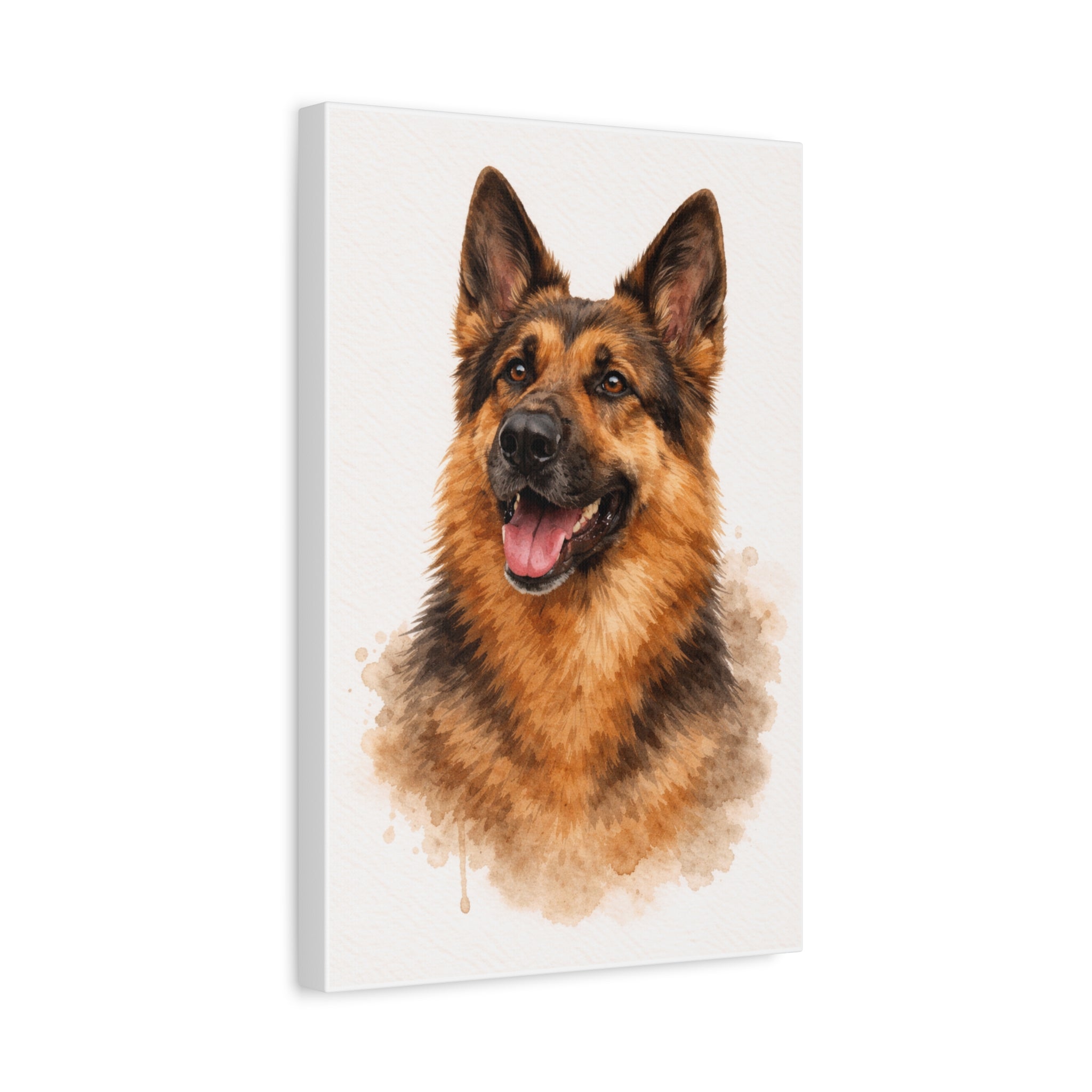 German Shepherd Watercolor Canvas Print — Matte Stretched Wall Art