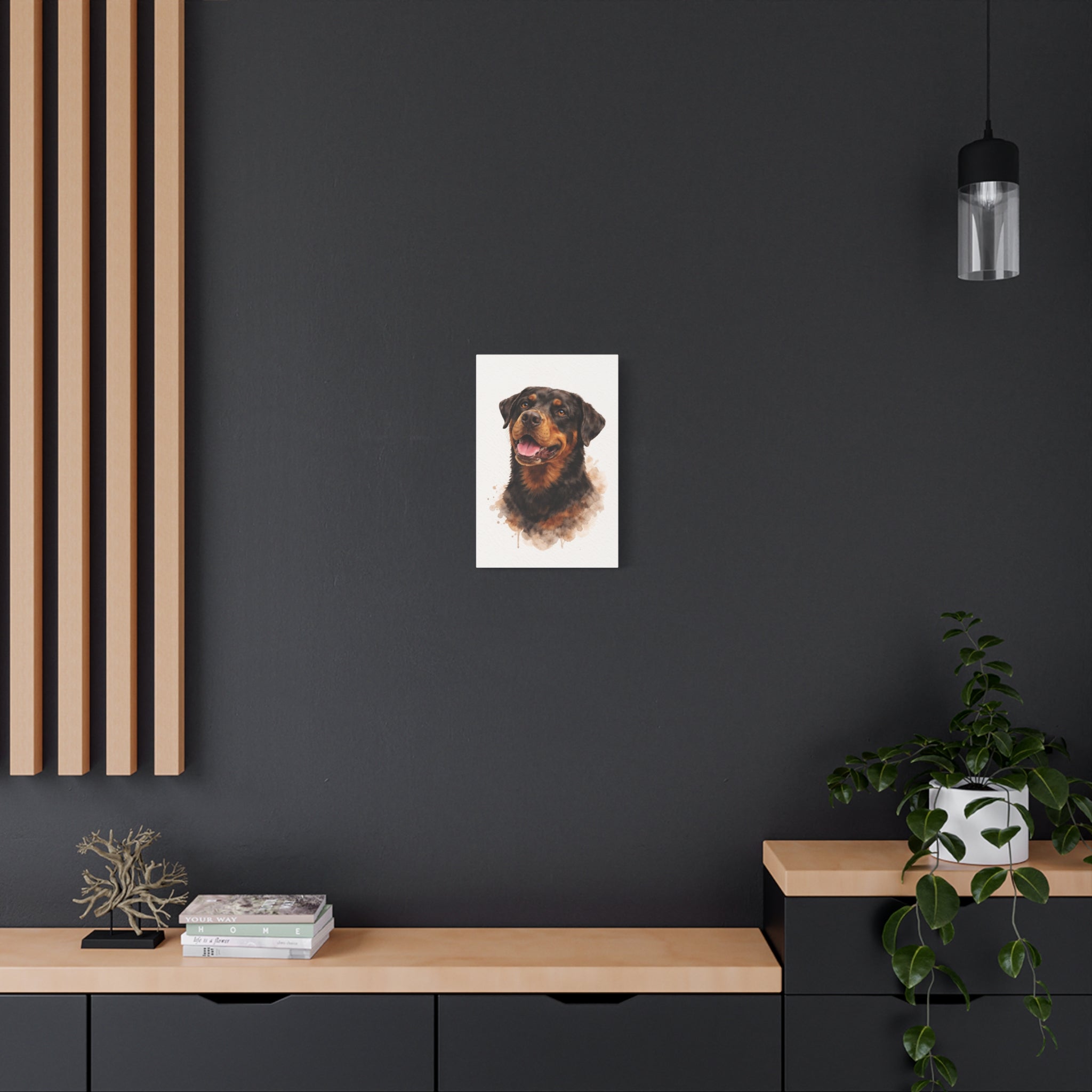 Rottweiler Watercolor Canvas Print — Matte Stretched Wall Art