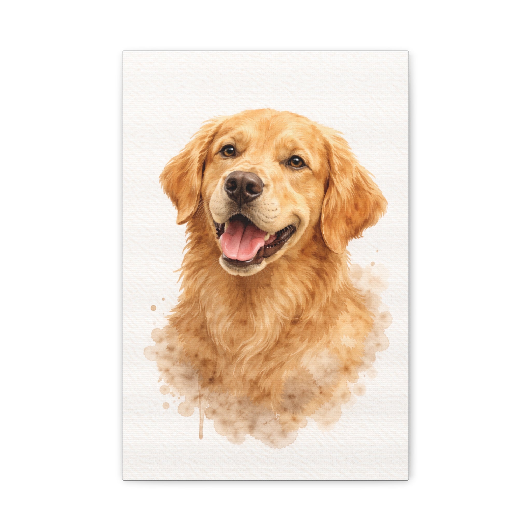 Golden Retriever Watercolor Canvas Print — Matte Stretched Wall Art