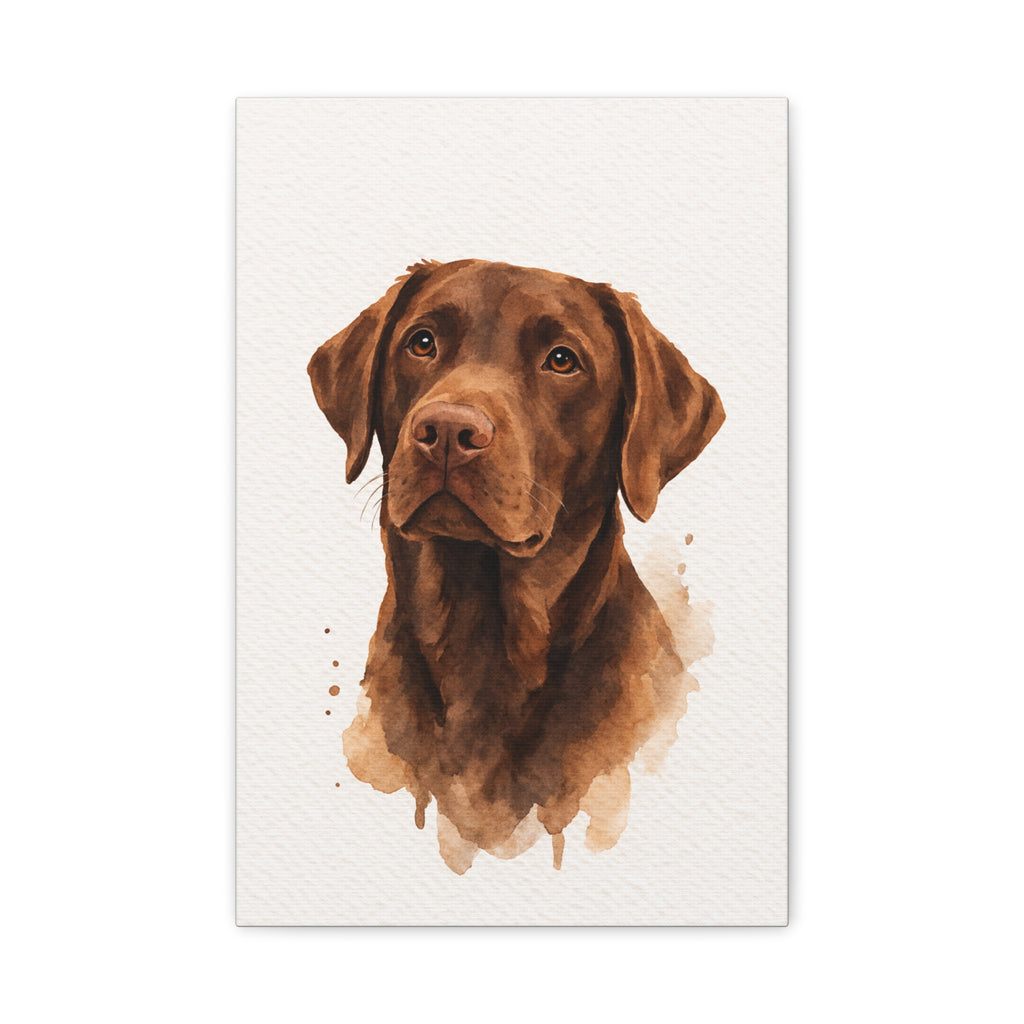 Chocolate Labrador Watercolor Canvas Print — Matte Stretched Wall Art