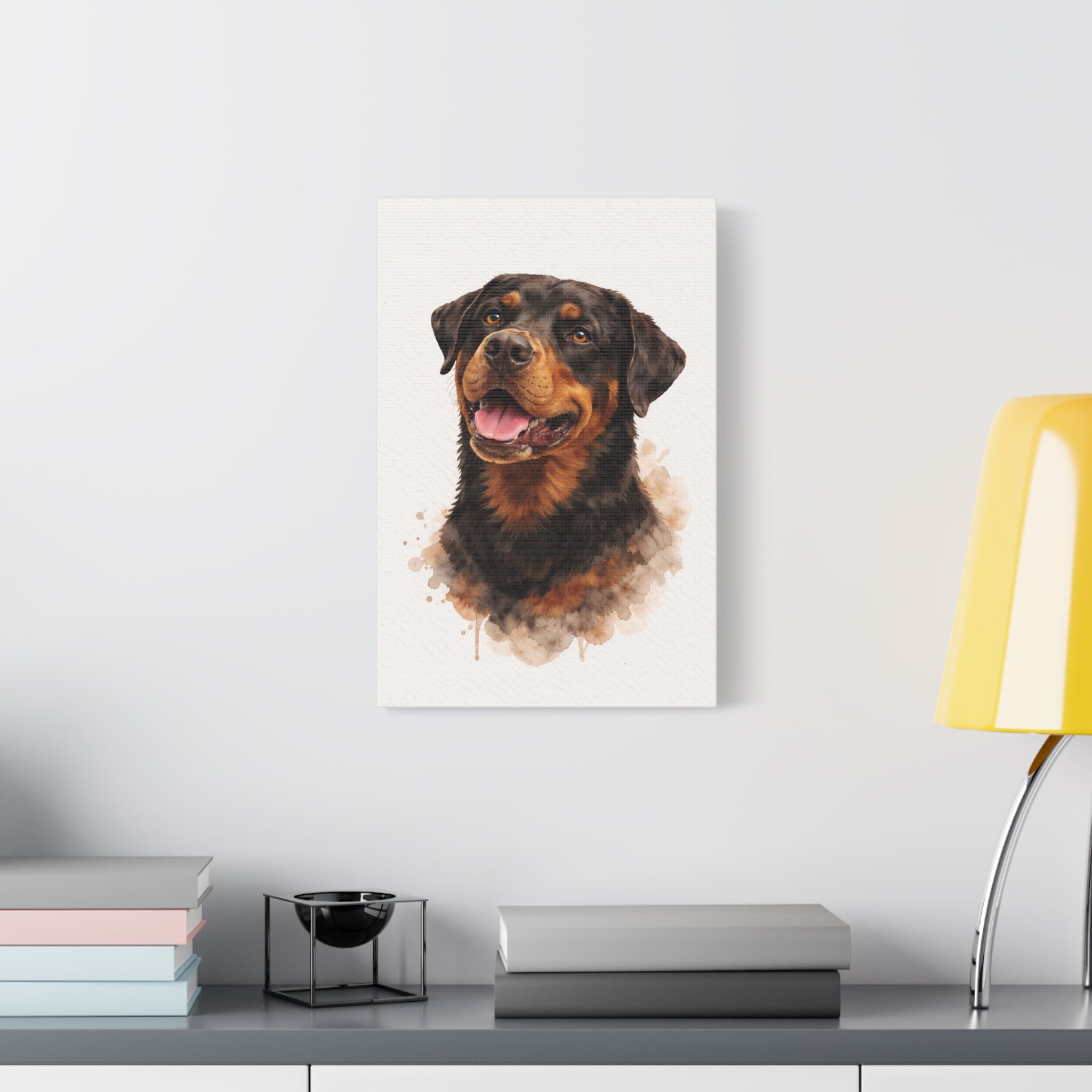 Rottweiler Watercolor Canvas Print — Matte Stretched Wall Art