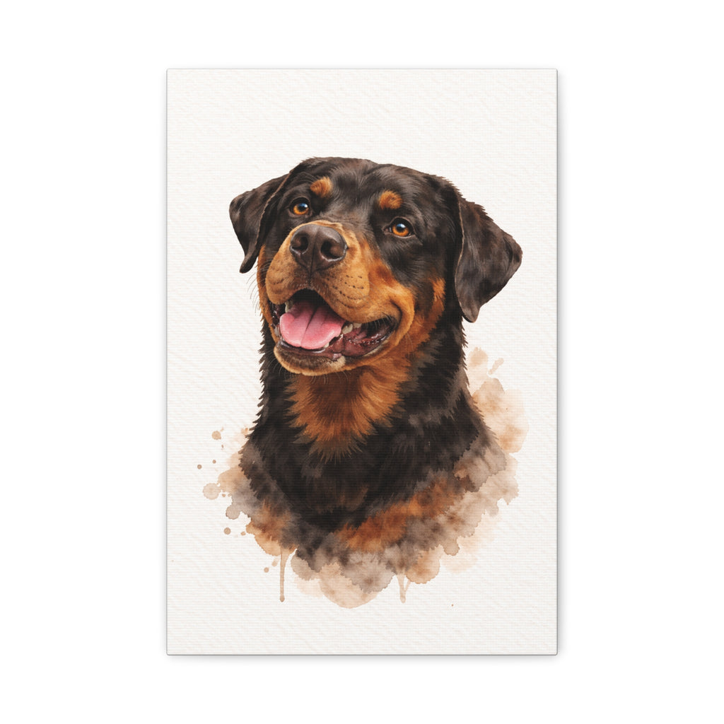 Rottweiler Watercolor Canvas Print — Matte Stretched Wall Art