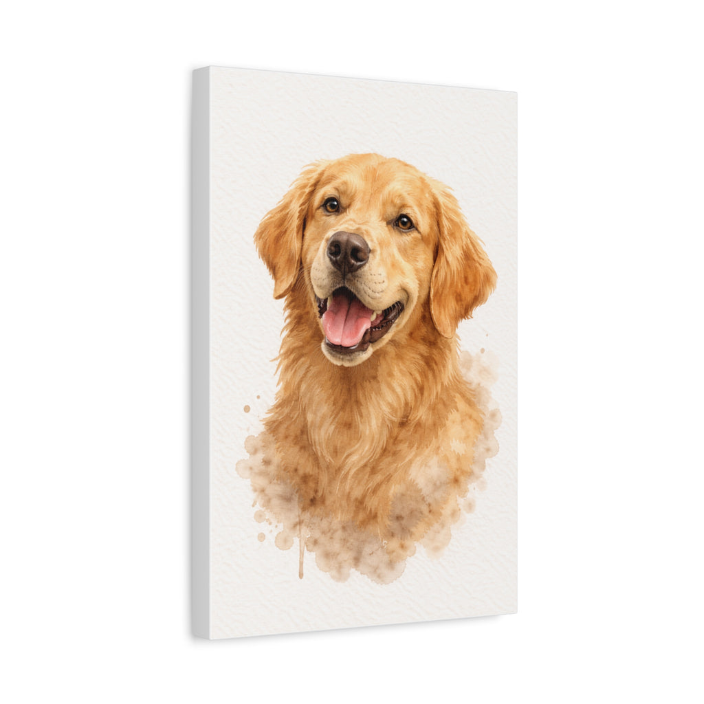 Golden Retriever Watercolor Canvas Print — Matte Stretched Wall Art