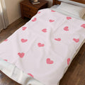 Velveteen Plush Blanket — Cute Heart Pattern Cozy Throw