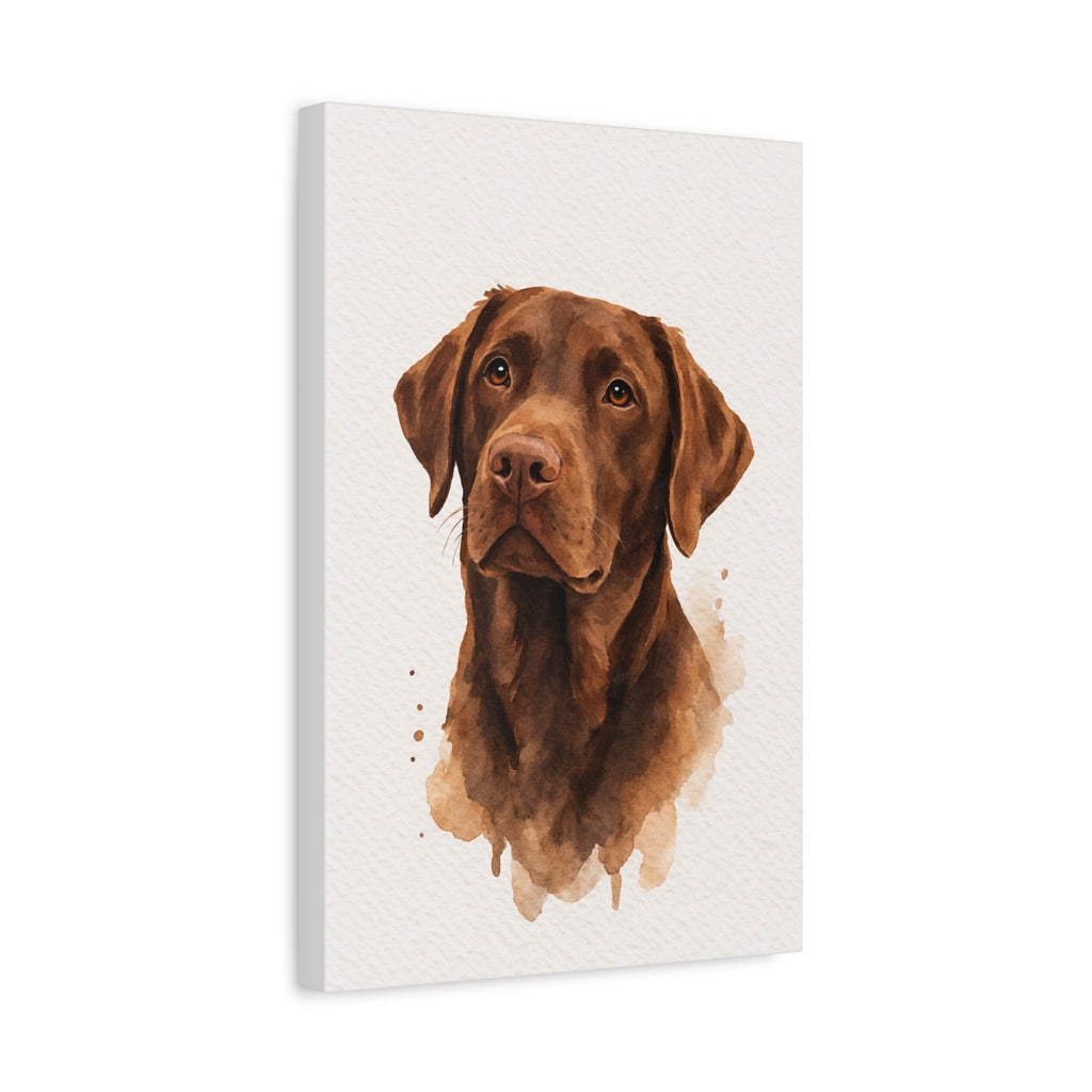 Chocolate Labrador Watercolor Canvas Print — Matte Stretched Wall Art