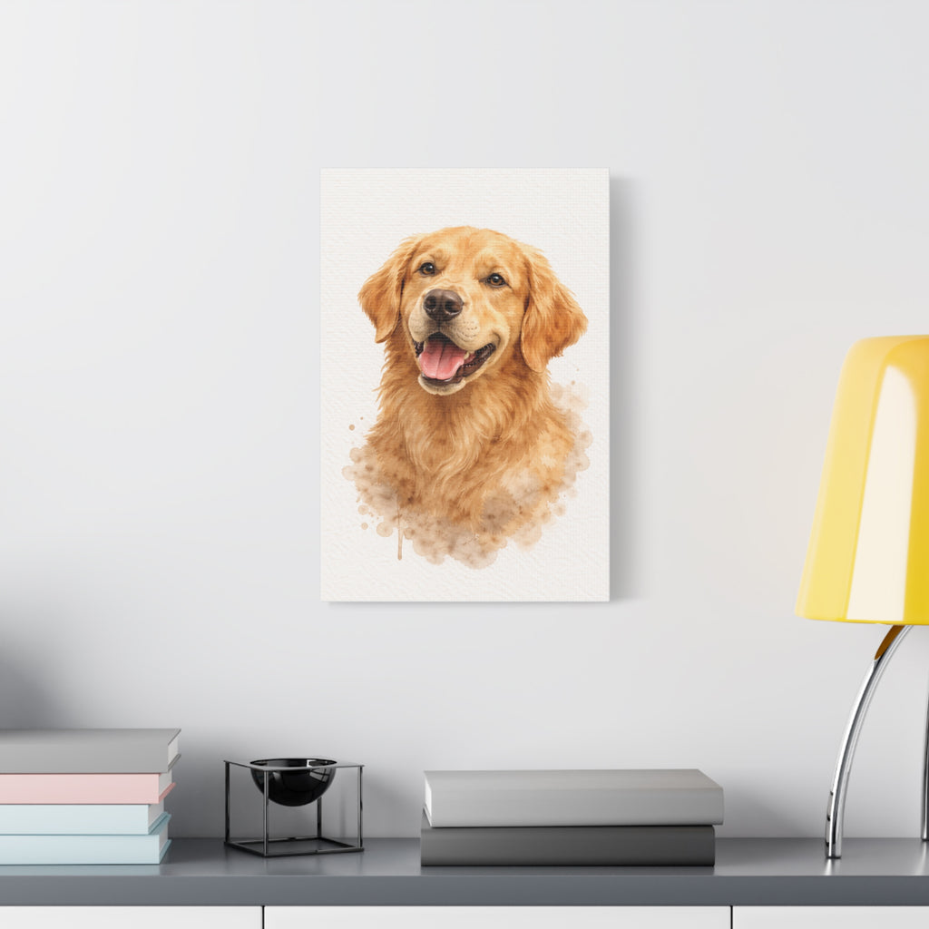 Golden Retriever Watercolor Canvas Print — Matte Stretched Wall Art