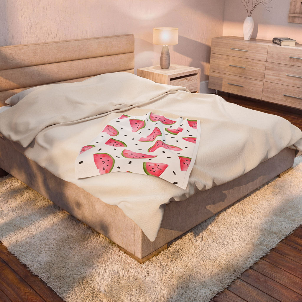 Cute Watermelon Velveteen Plush Blanket — Soft Fruit-Themed Throw